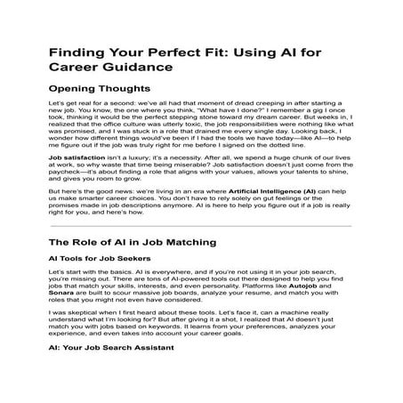 Finding Your Perfect Fit: Using AI for Career Guidance