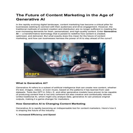 The Role of Generative AI in Shaping the Future of Digital Marketing | PDF