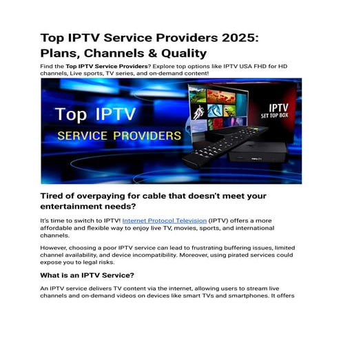 Top IPTV Service Providers 2025: Plans, Channels & Quality