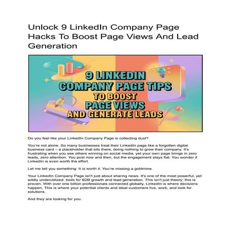 Unlock 9 LinkedIn Company Page Hacks To Boost Page Views And Lead Generation