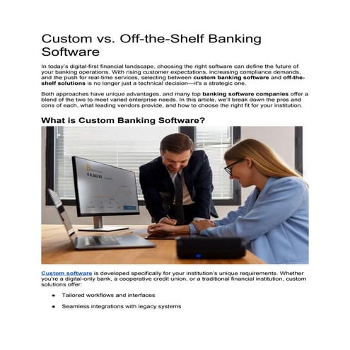 Custom vs. Off-the-Shelf Banking Software