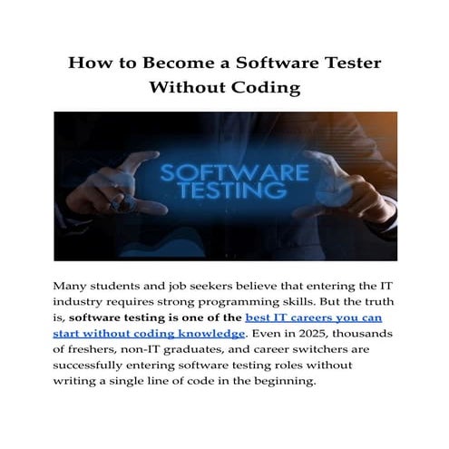 How to Become a Software Tester Without Coding
