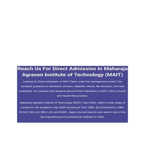 Direct Admission in MAIT Delhi Under Management Quota | PDF