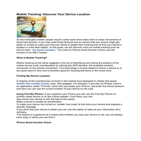 Mobile Tracking: Discover Your Device Location | PDF