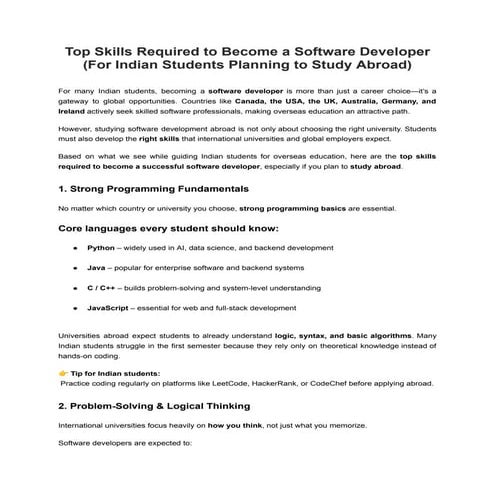 Top Skills Required to Become a Software Developer (For Indian Students ...