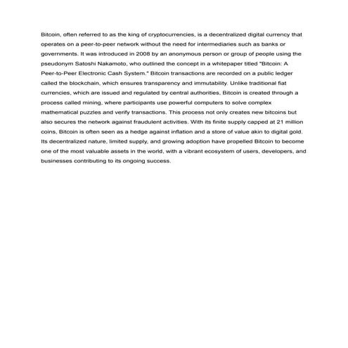 What is Bitcoin? a report on the biggest cryptocurrency on the planet