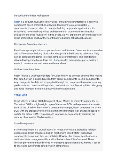 React Architecture | PDF | Web Development | Internet