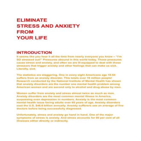 ELIMINATE STRESS AND ANXIETY FROM YOUR LIFE