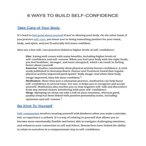 6 WAYS TO BUILD SELF-CONFIDENCE
