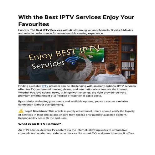 With the Best IPTV Services Enjoy Your Favourites