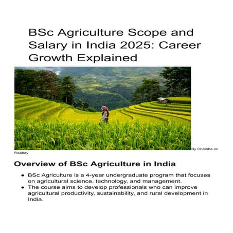 BSc Agriculture Scope and Salary in India 2025: Career Growth Explained