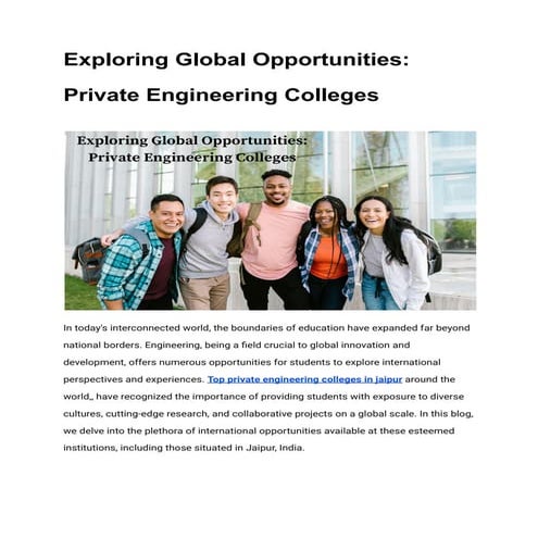 Exploring Global Opportunities: Private Engineering Colleges