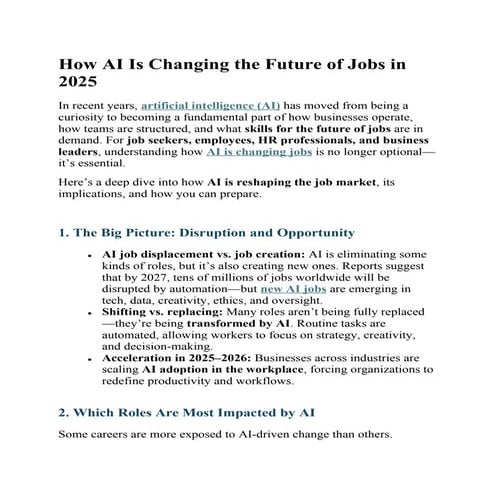 How AI Is Changing the Future of Jobs in 2025