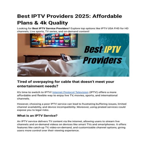 Best IPTV Providers 2025: Affordable Plans & 4k Quality