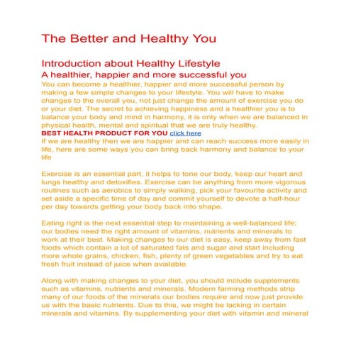 The Better and Healthy You