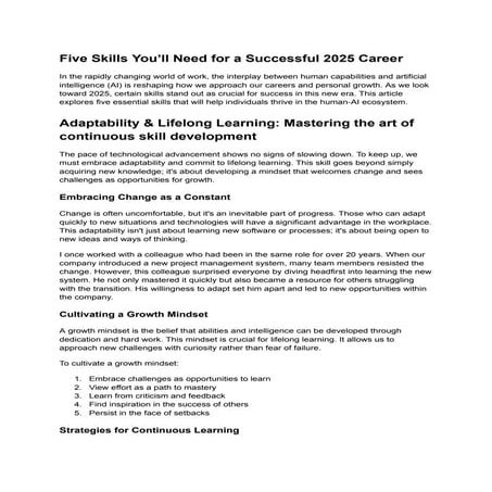 Five Skills You Will Need for a Successful 2025 Career