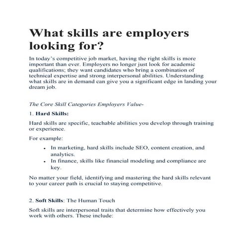 What skills  are employers looking for ?