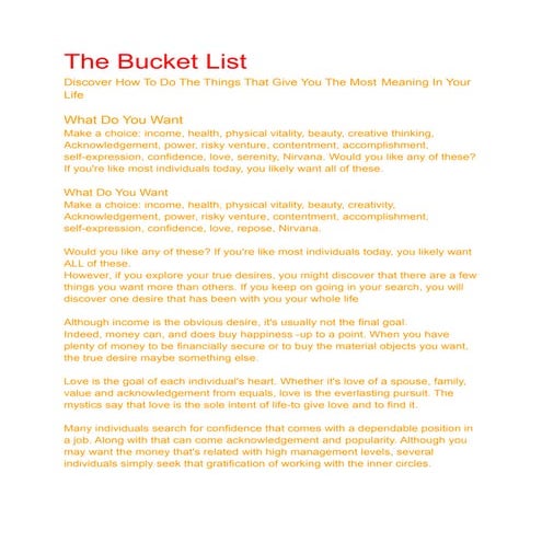 The Bucket List