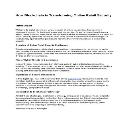 How Blockchain is Transforming Online Retail Security