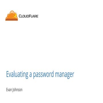 Evaluating a password manager