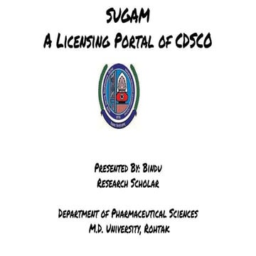CDSCO- SUGAM