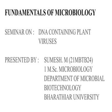 DNA containing plant viruses - Cauliflower mosaic virus & Geminivirus
