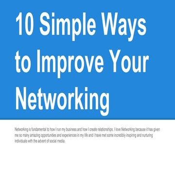 10 Simple Ways to Improve Your Networking