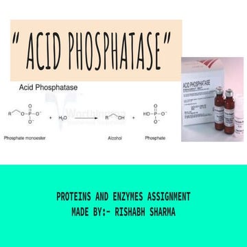 ACID PHOSPHATASE - PROTEINS AND ENZYMES ASSIGNMENT 