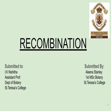 Recombination : types,  models...........