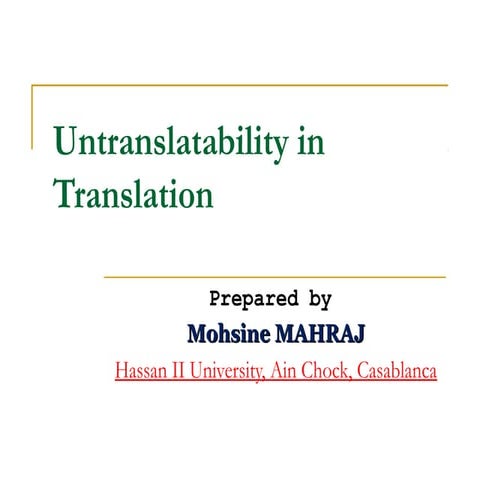 Untranslatability in translation 