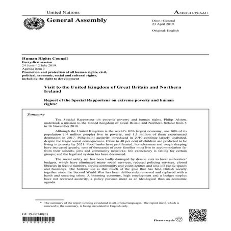 UN Review of Poverty in the UK (2018)