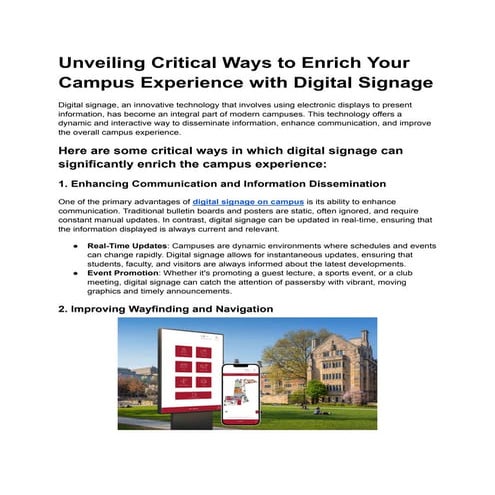 Unveiling Critical Ways to Enrich Your Campus Experience with Digital Signage...