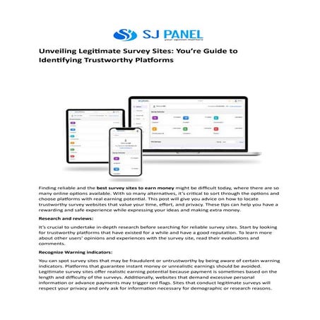 Unveiling Legitimate Survey Sites Your Guide to Identifying Trustworthy ... - Legitimate Online Survey Opportunities