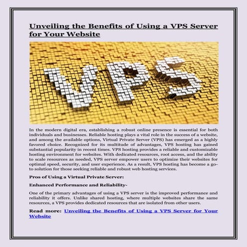 VPS Hosting Explained: How It Works and Pros & Cons | PDF