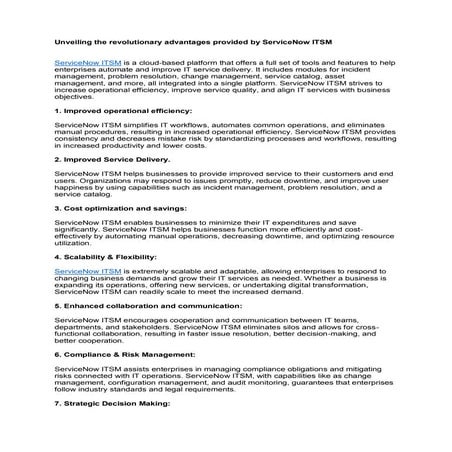Unveiling the revolutionary advantages provided by ServiceNow ITSM