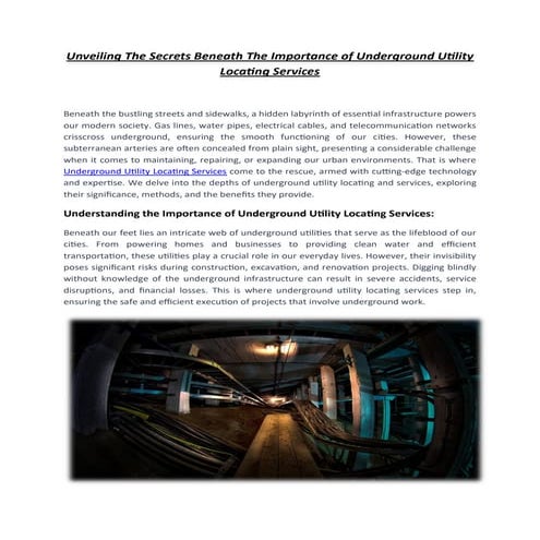 Unveiling The Secrets Beneath The Importance of Underground Utility Locating ...