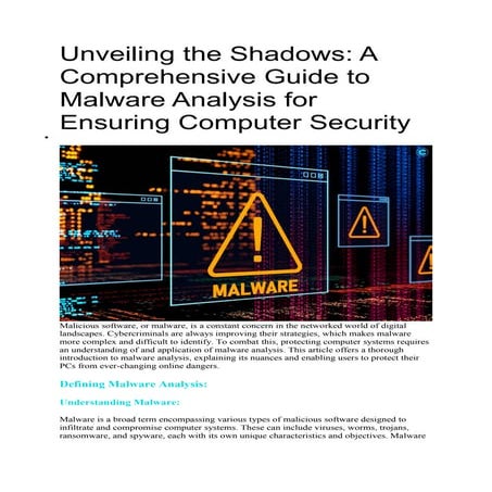 Unveiling the Shadows: A Comprehensive Guide to Malware Analysis for Ensuring...