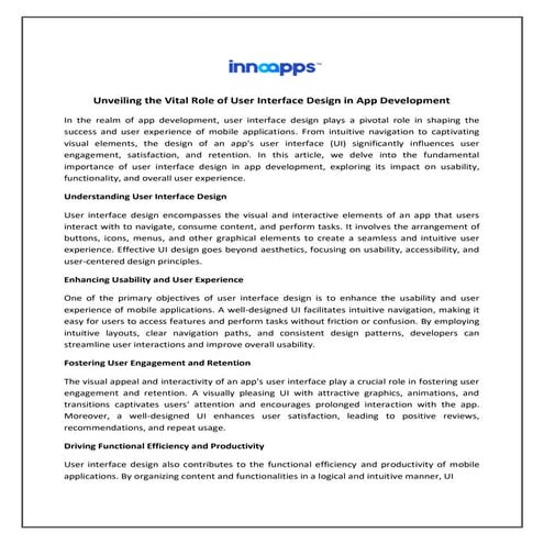 The Crucial Role of UI Design in App Development Success