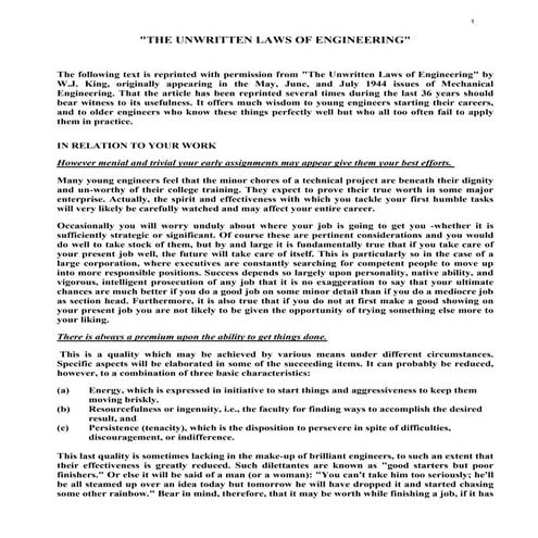 Unwritten laws of Engineering | PDF