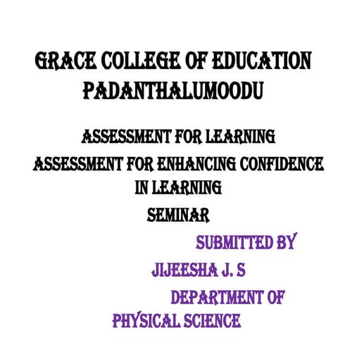 Assessment for learning assessment enhancing learning | PPTX