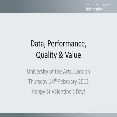 Data, Performance, Quality & Value