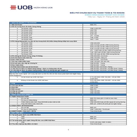 Hdbank bieu phi dich vu ngan hang dien tu | PDF