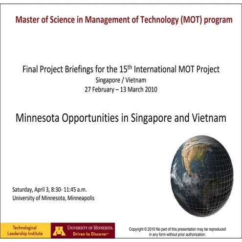 University of Minnesota MOT Graduate Program