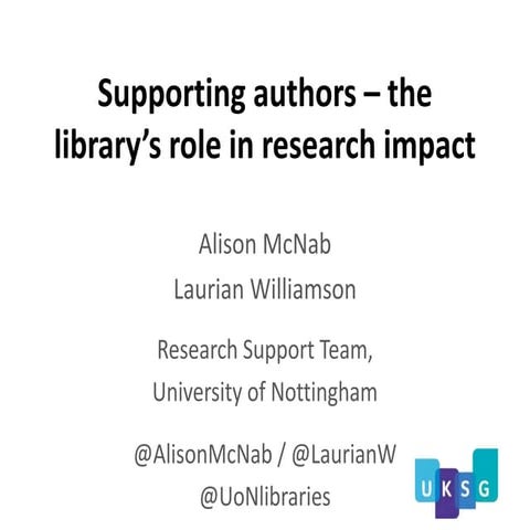 Supporting authors - the library's role in research support