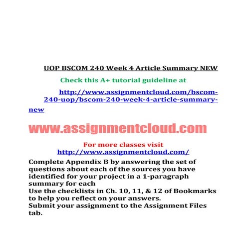 Uop bscom-240-week-4-article-summary-new
