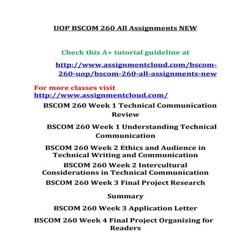 Uop bscom-260-all-assignments-new