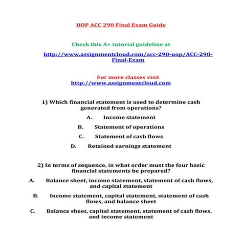 Uop acc 290 final exam guide
