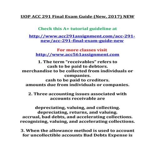 Uop acc 291 final exam guide