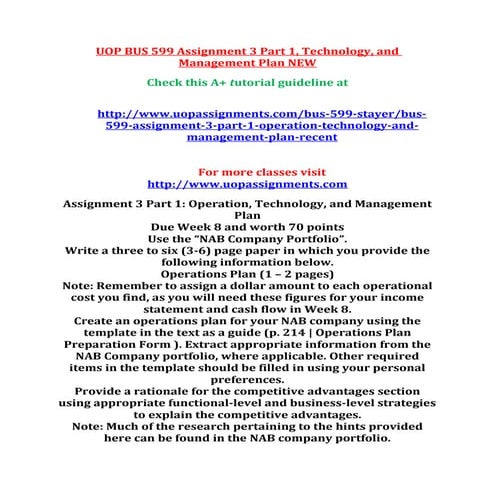 Uop bus 599 assignment 3 part 1