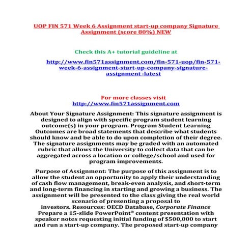 FIN 571 Week 6 Individual Signature Assignment | PDF